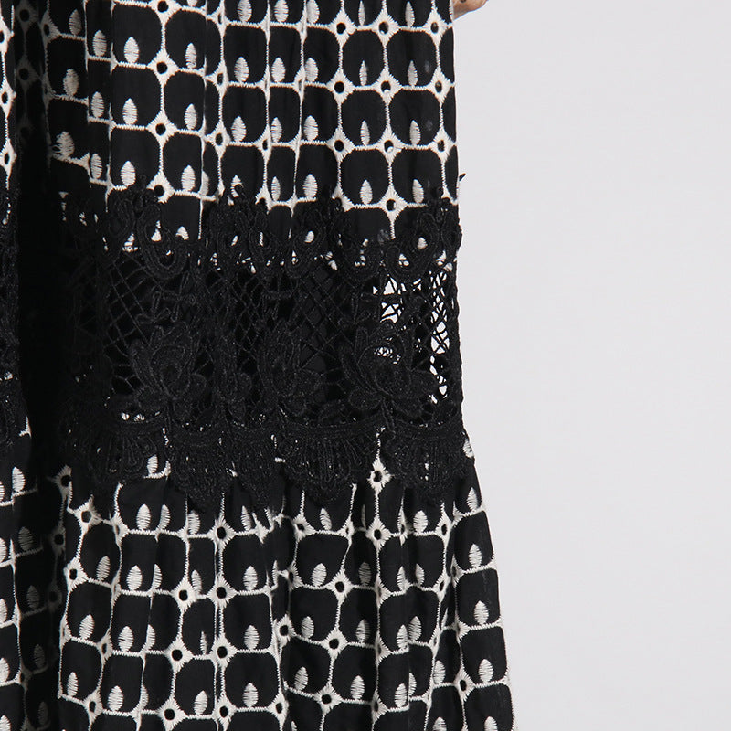 lace panel midi dress with scalloped hem – CELINECI