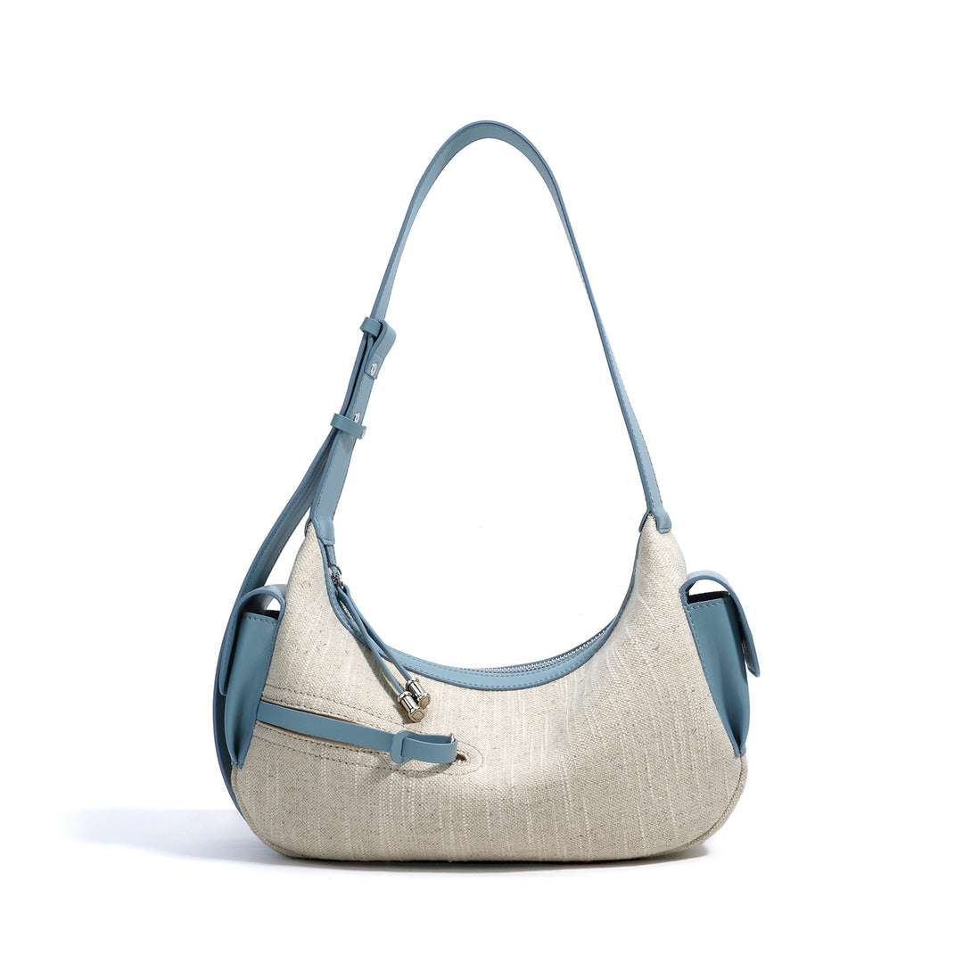 canvas shoulder bag with leather trim - ARIACZU