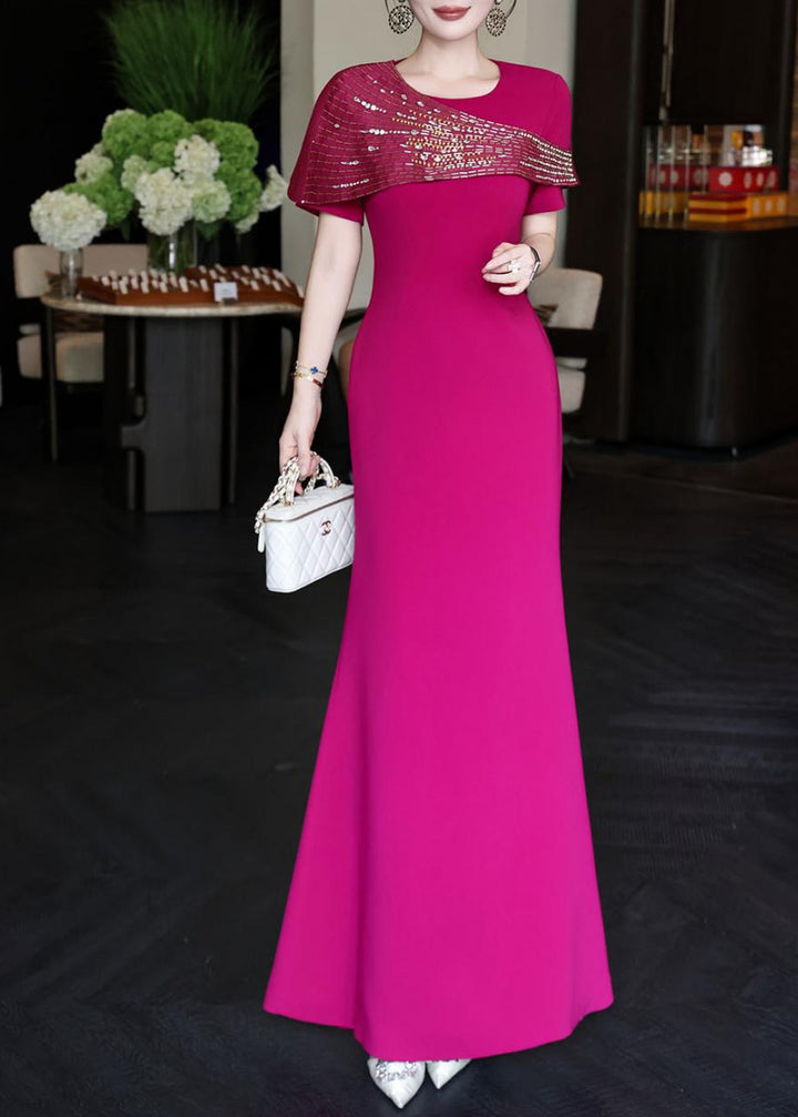 embellished draped shoulder gown – MARCELLIA