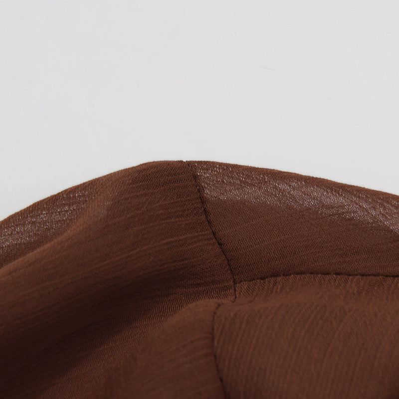 طقم بلوزة وبنطلون شفاف مطوي – سيينا