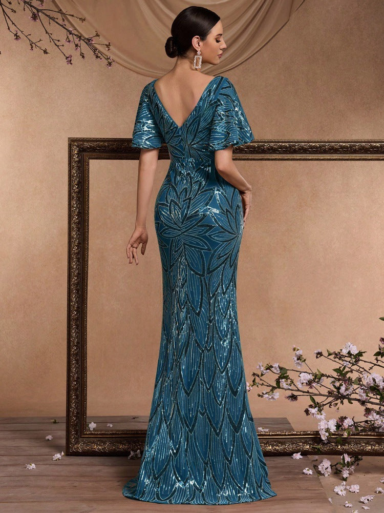 Plissiertes Oberteil mit ausgestellten Ärmeln und Maxirock-Set mit Taillengürtel – Rosiny 