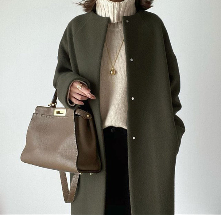 minimal wool-blend coat – IVORY BEIGE