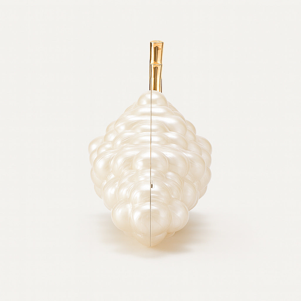 metallic bubble clutch bag with gold handle – BERRY