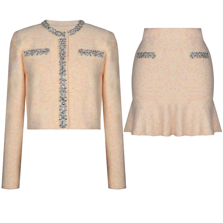 two-piece knit set with crystal trim – SELMADRI