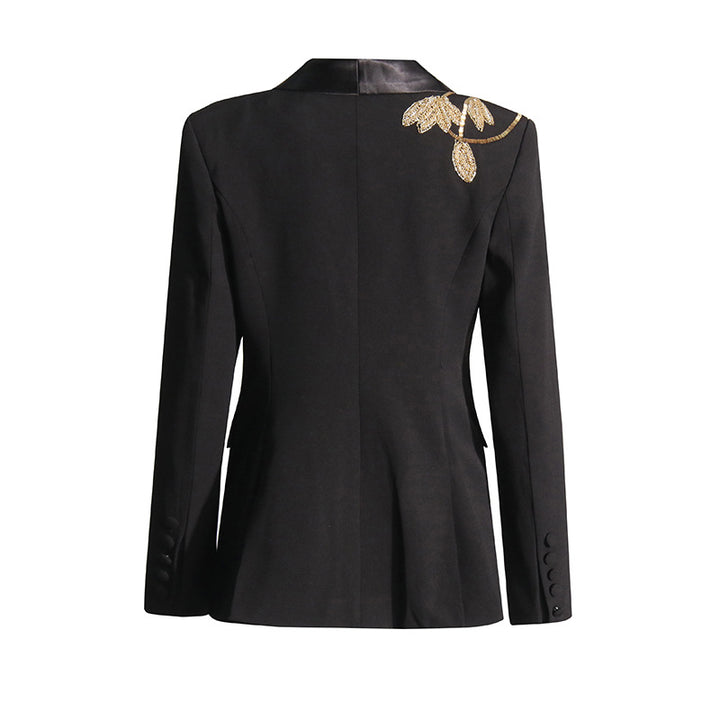 tailored blazer suit with beaded leaf embroidery – AURELIA