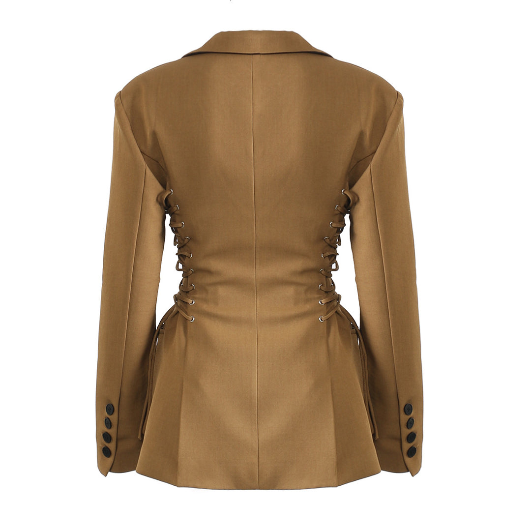 tailored blazer with lace-up waist detailing – BIENCA