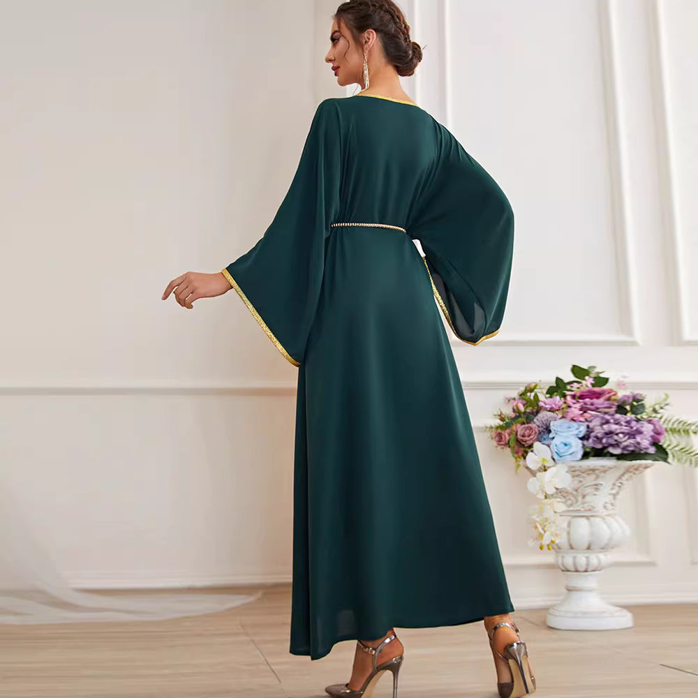 Elegant Long Sleeve Maxi Dress with Soft Drape – SERENIA