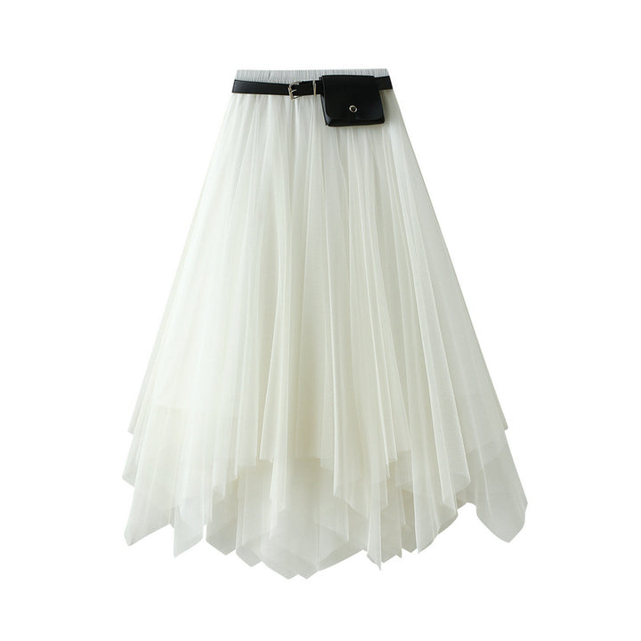 layered asymmetrical tulle skirt with waist belt – VIOLETTE