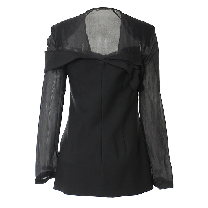 sheer sleeve off-shoulder blazer – NOCTURNE