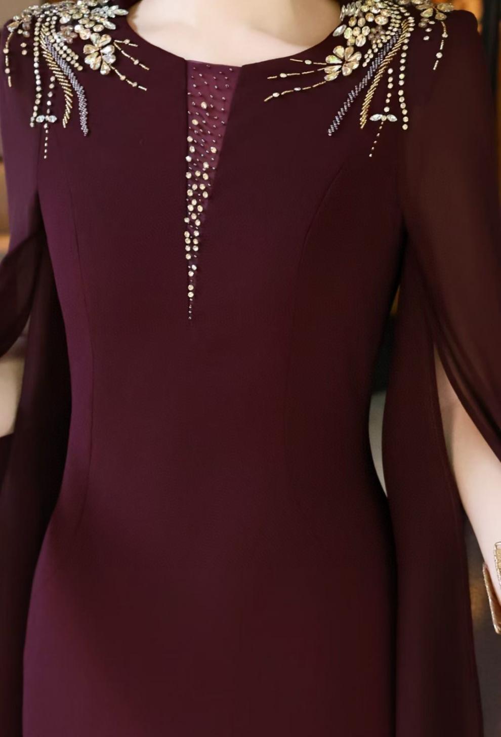 cape-sleeve mermaid dress with embellished shoulders – ROSABELLE