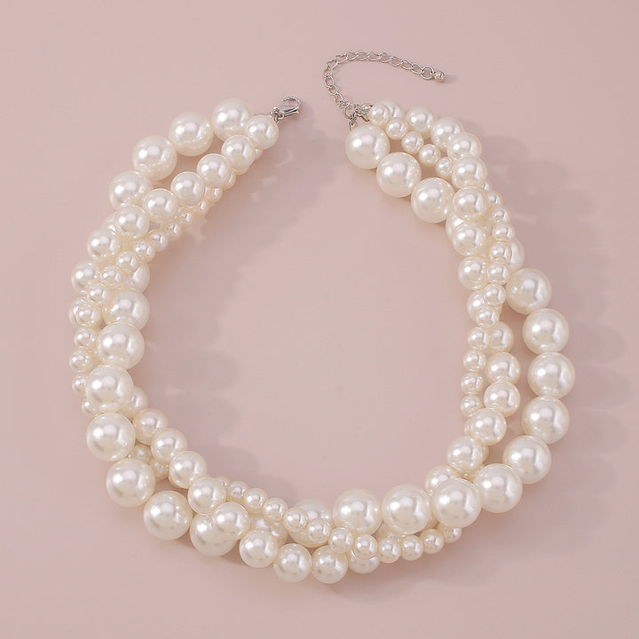 multi-strand faux pearl choker necklace - AURELIABA