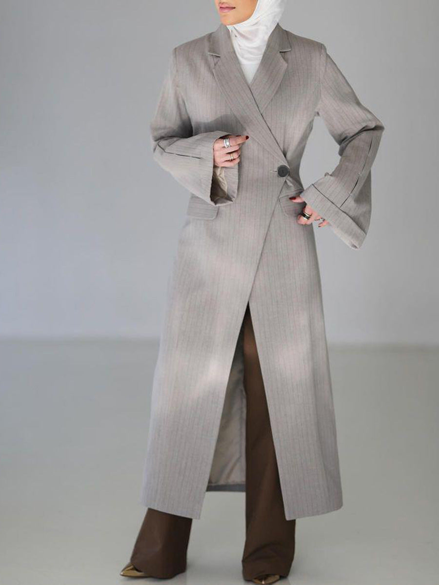 Plissiertes Oberteil mit ausgestellten Ärmeln und Maxirock-Set mit Taillengürtel – Rosiny 