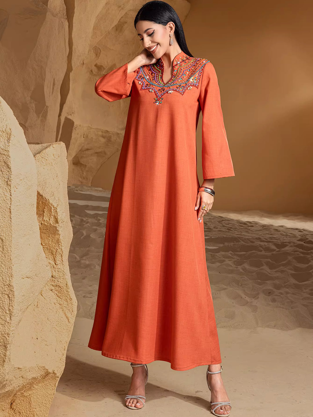 Long-Sleeve Elegant Maxi Dress – ELVIRA