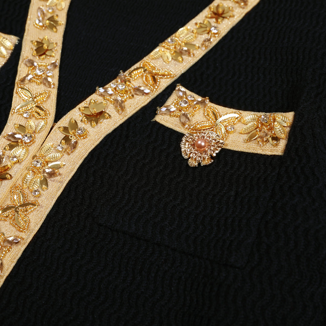 Plissiertes Oberteil mit ausgestellten Ärmeln und Maxirock-Set mit Taillengürtel – Rosiny 