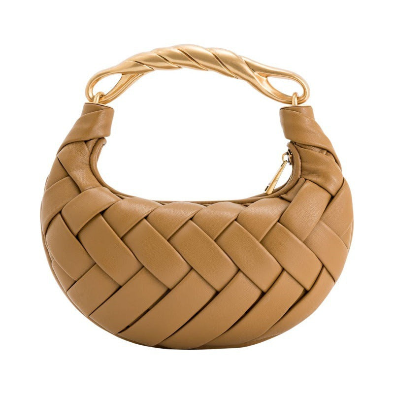 woven mini shoulder bag with gold twisted handle – KARMA