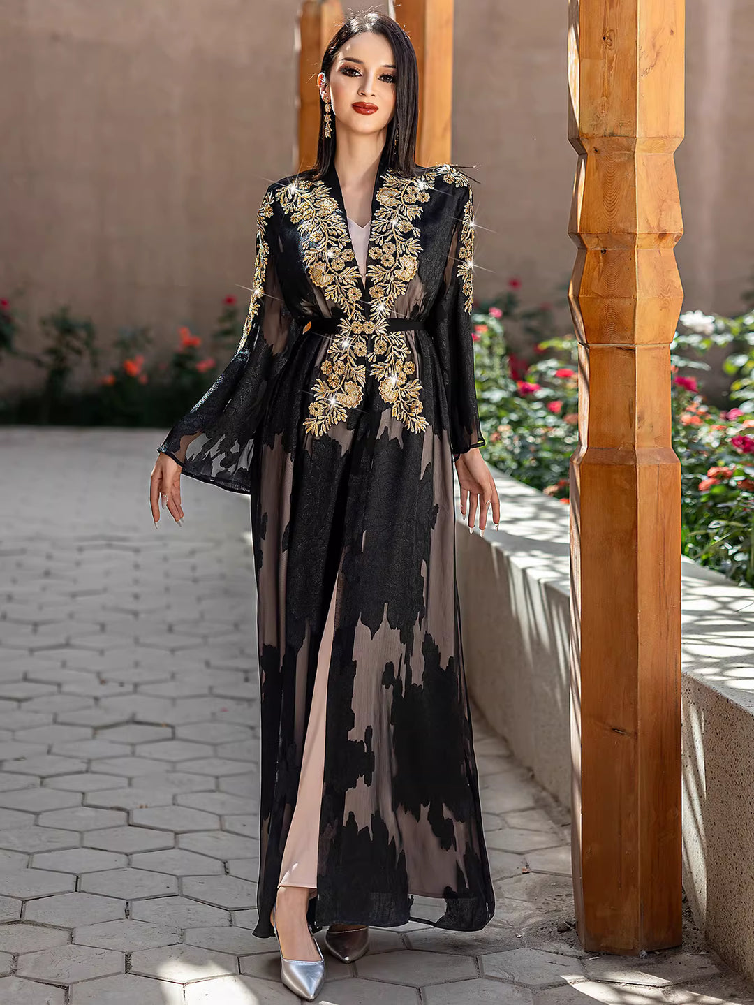 Elegant Long Sleeve Maxi Dress with Structured Fit – ARIELLE