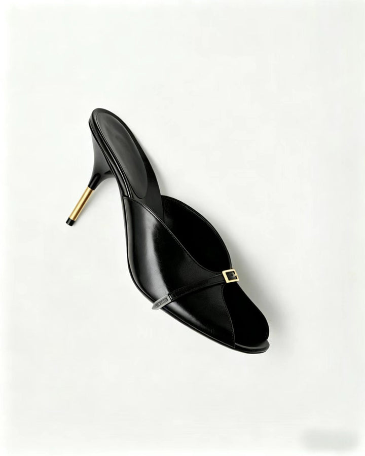 Ruby Red Peep Toe Mule Heels – Golden