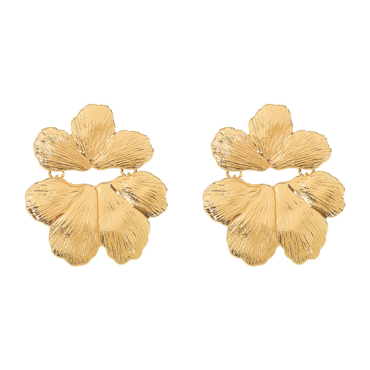 silver petal statement earrings – LUNARA