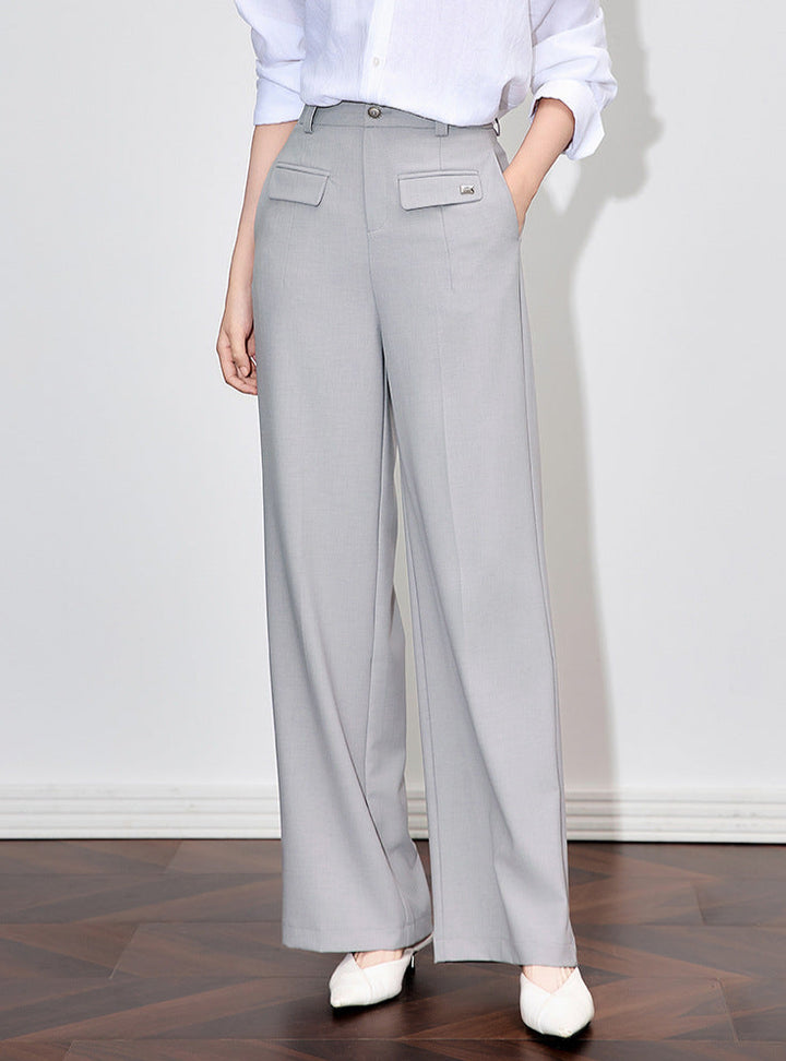 High-rise wide-leg pants with flap pockets – RHEAX