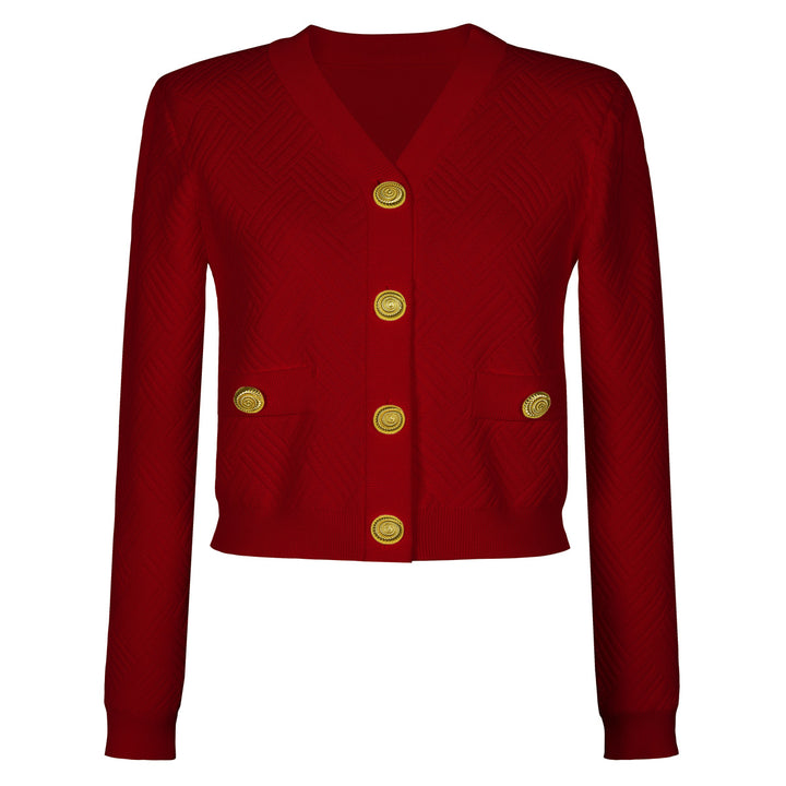 two-piece knit set with gold button accents – ADELLEM