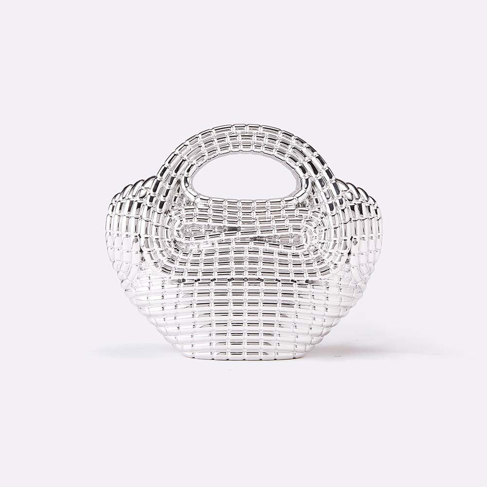 编织藤条手提包，配有双层皮革手柄 – LÉONIE 