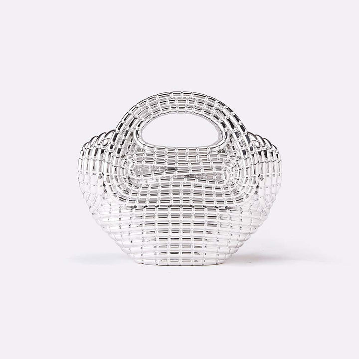 编织藤条手提包，配有双层皮革手柄 – LÉONIE 