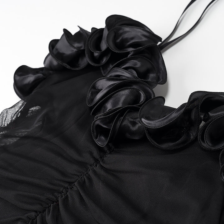 فستان مكشكش مع رقبة مكشكشة – نويرسي