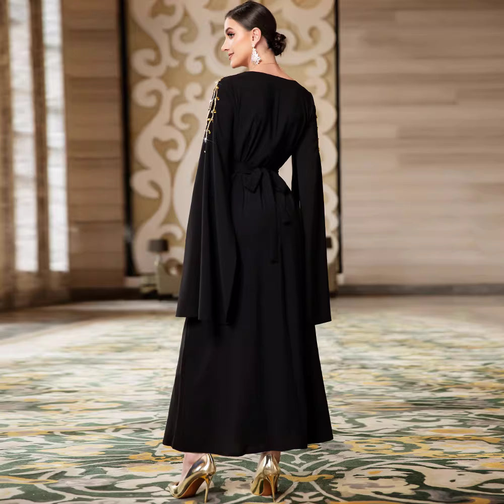 Elegant Long Sleeve Maxi Dress with Wide Hem – ESME