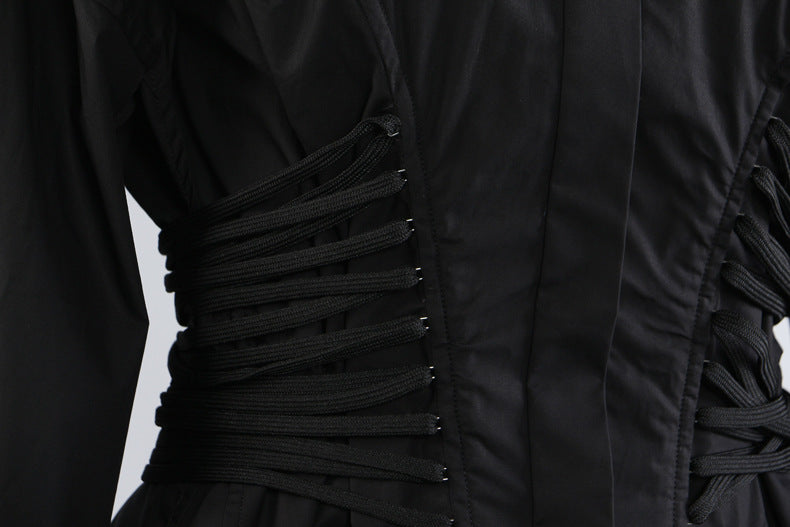 Geplooide top met uitlopende mouwen en maxi-rok set met tailleband – Rosiny 