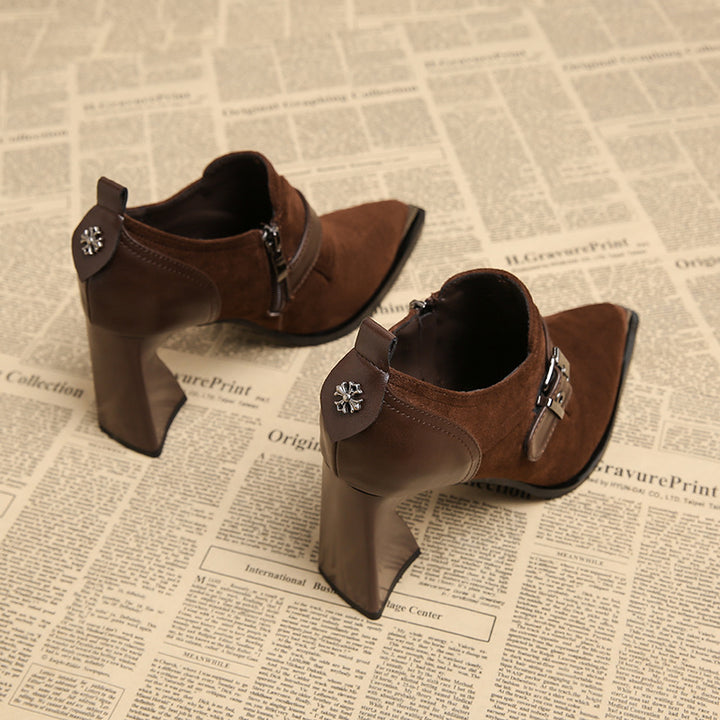 block heel ankle boots with buckle strap – ARDENAX