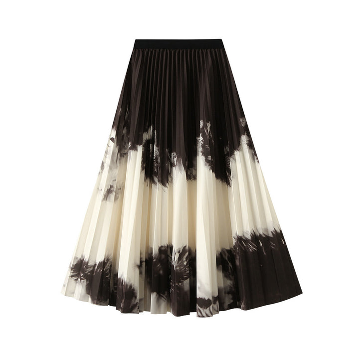 tie-dye pleated A-line midi skirt – MARBLE