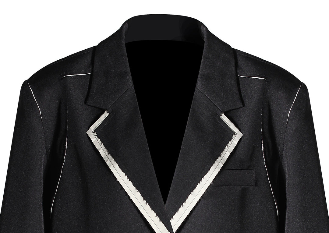 tailored black blazer with contrast trim – NOIR