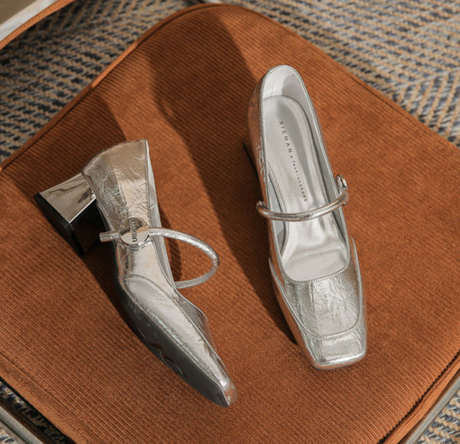 حذاء بكعب مربع مع حزام رفيع - أريانري