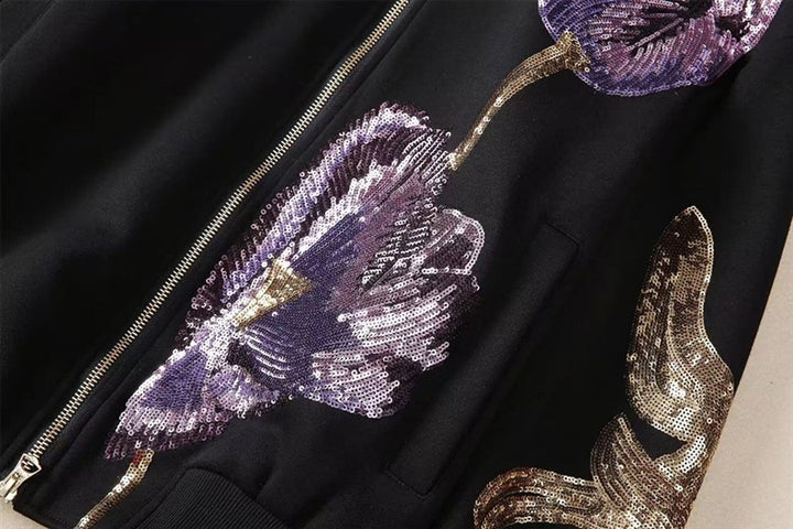 embroidered sequin bomber jacket – VIOLET