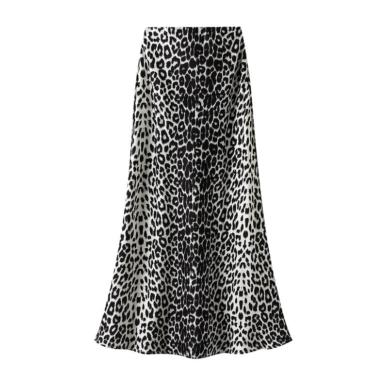 satin midi skirt with leopard print – SAVANNA
