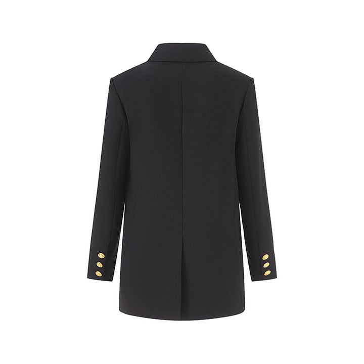 double-breasted tailored blazer with gold buttons – ROUGE