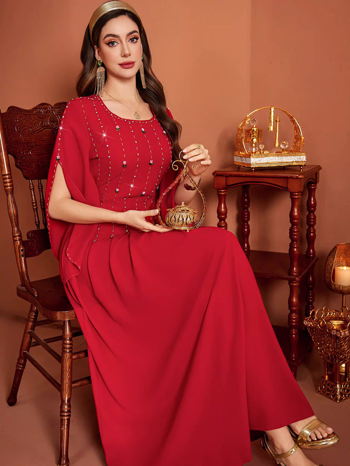 sculpted column evening dress with fluid drape – ASTRIA