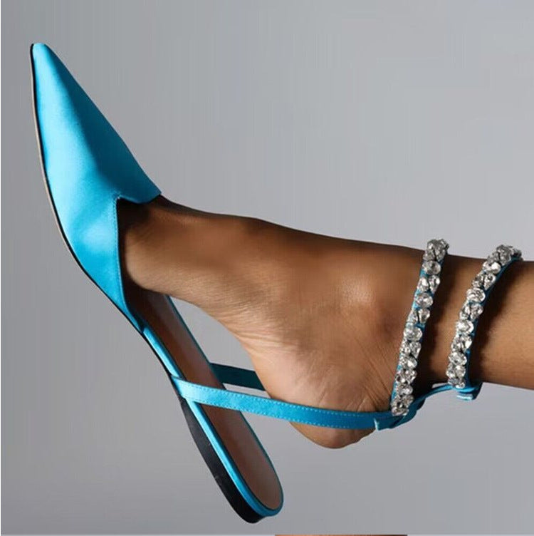 pointed flats with crystal ankle straps – LUMINA