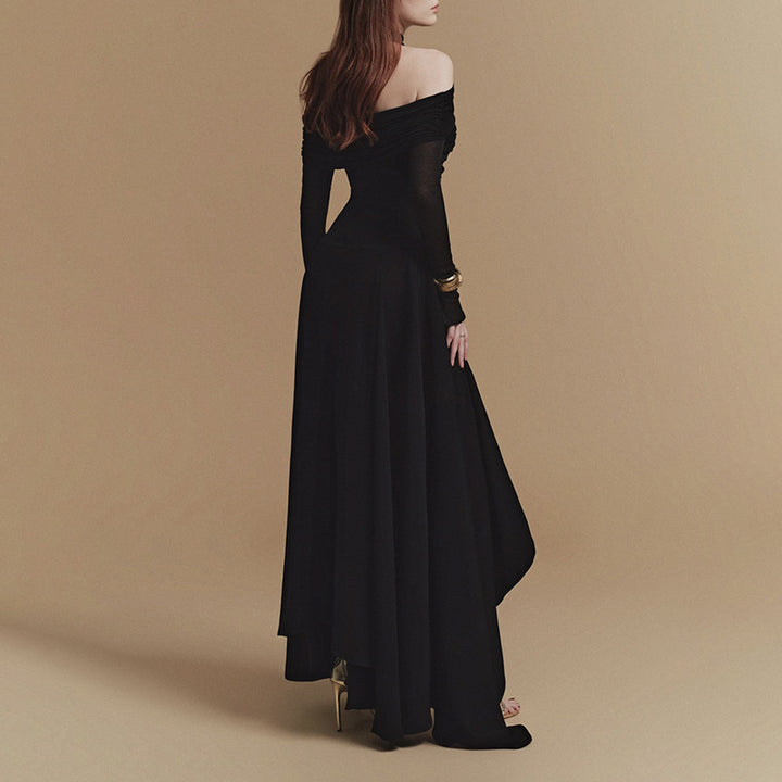 Plissiertes Oberteil mit ausgestellten Ärmeln und Maxirock-Set mit Taillengürtel – Rosiny 