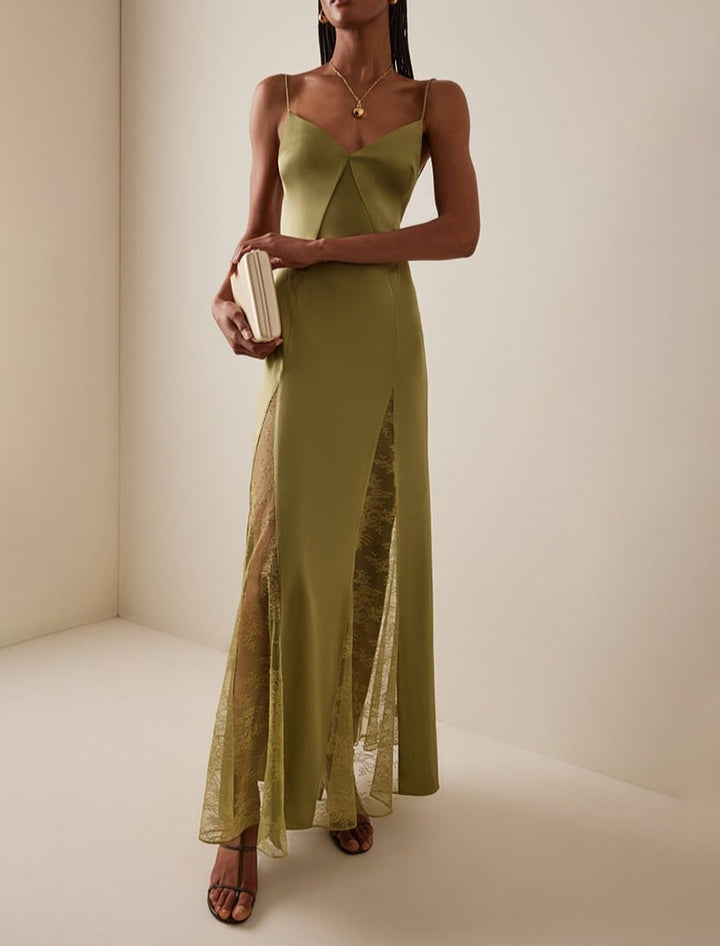 Geplooide top met uitlopende mouwen en maxi-rok set met tailleband – Rosiny 