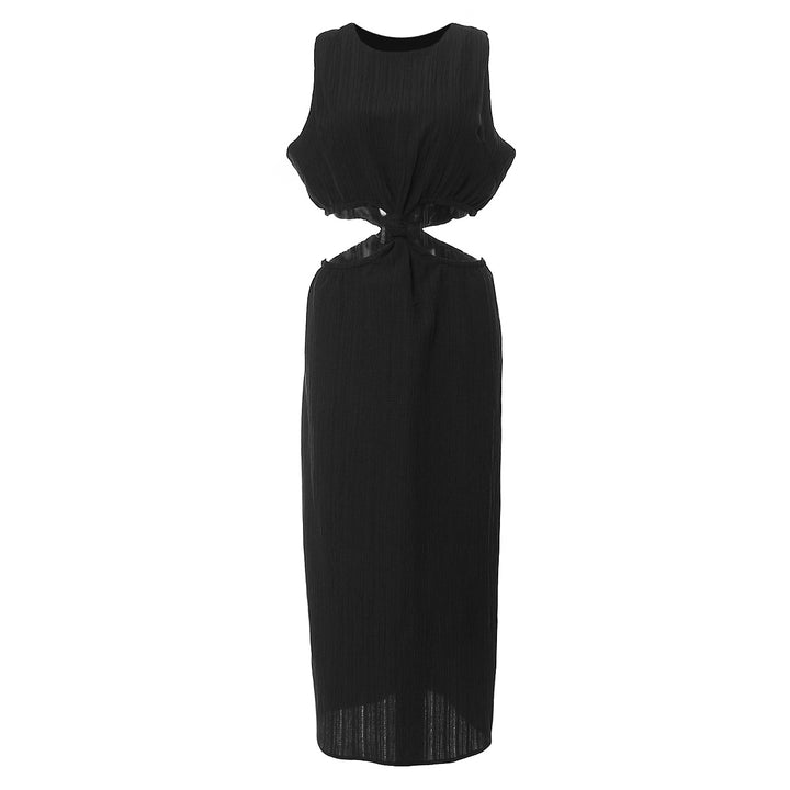 Sleeveless ribbed midi dress with twisted waist cut-outs – SAGEA