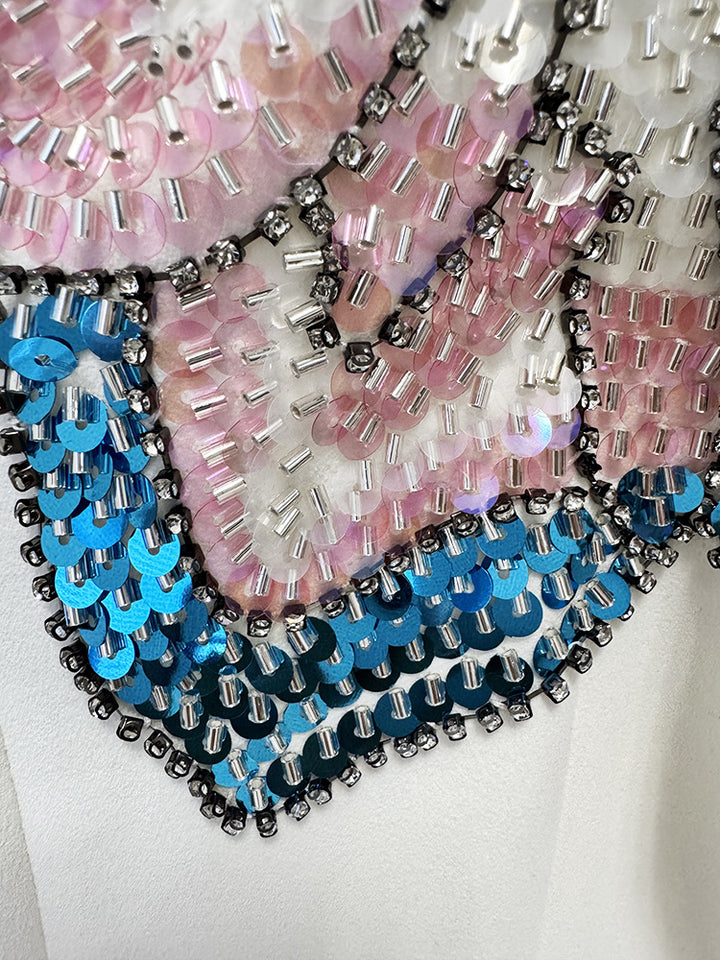 Off-Shoulder Column Dress with Embroidered Illusion Neckline – SERAPHINE