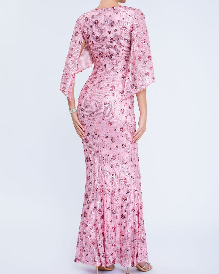 فستان حورية البحر مزين بالترتر بأكمام منفوخة منقسمة – فيفياناتشي