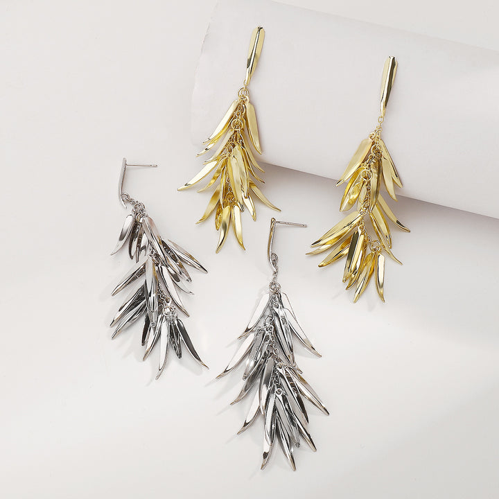 cascading leaf drop earrings - AUROXILA