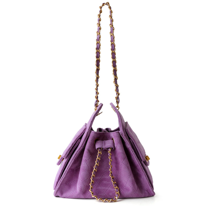 quilted suede bucket bag with chain strap – LIVIA