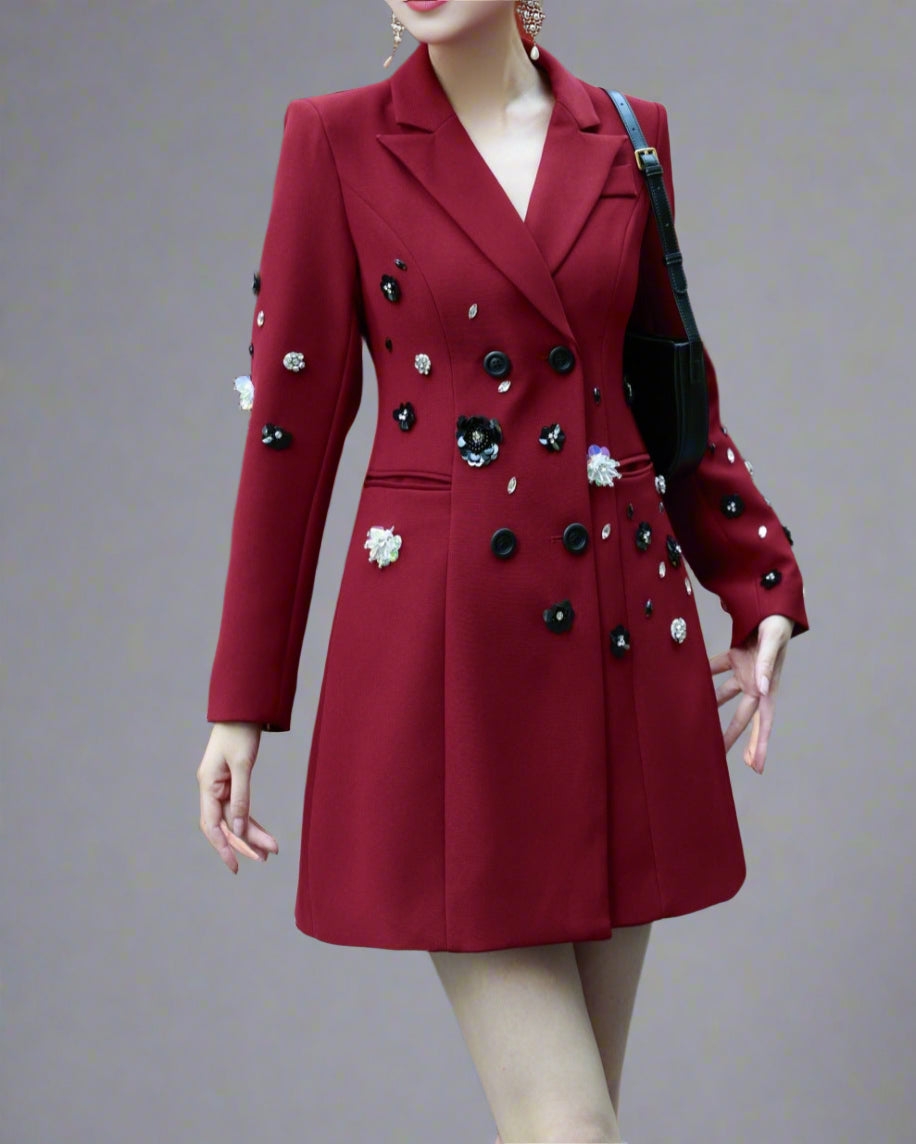 embellished double-breasted blazer jacket - NOIRVI