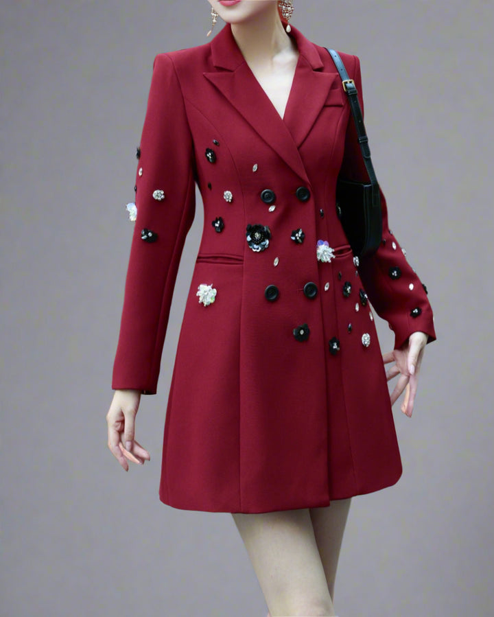 embellished double-breasted blazer jacket - NOIRVI