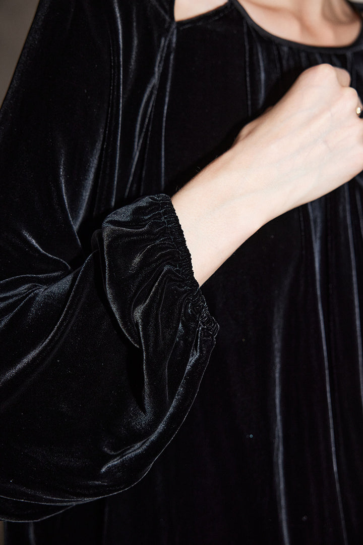 Velvet Cut-Out Neckline Blouse – STORE