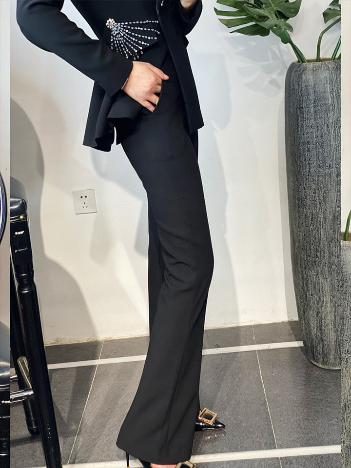 tailored flare suit with crystal burst embellishment – RUBINA