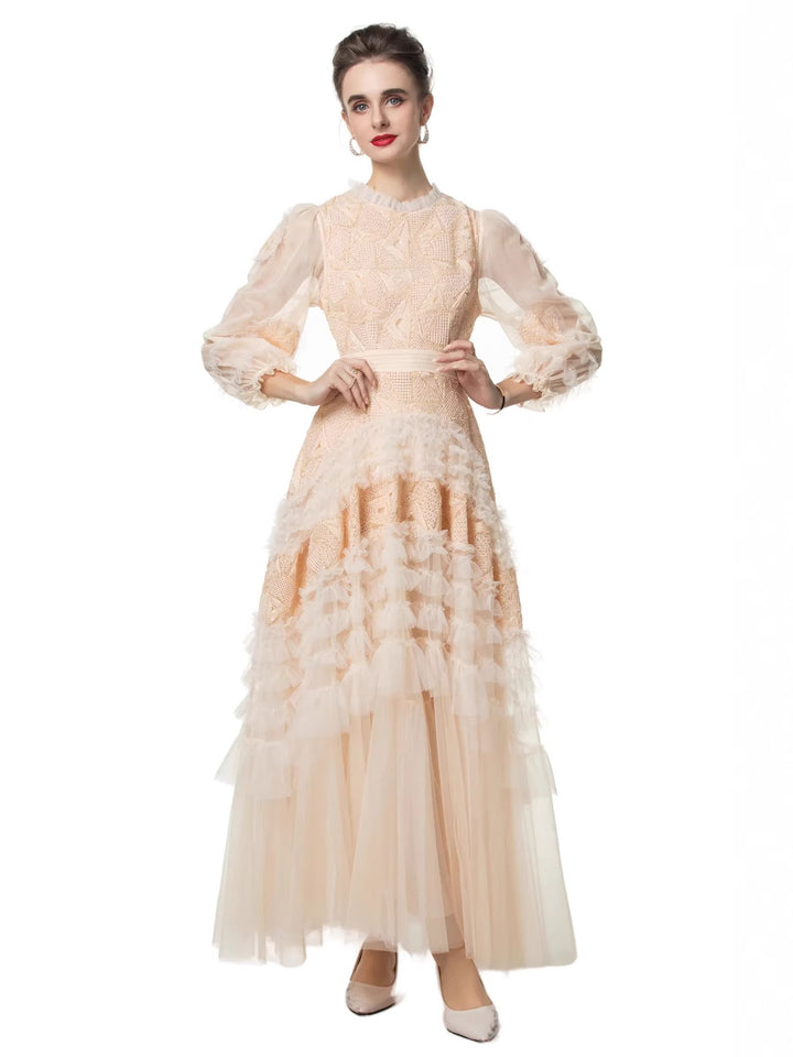 embroidered tulle gown with layered ruffle skirt – AURORA